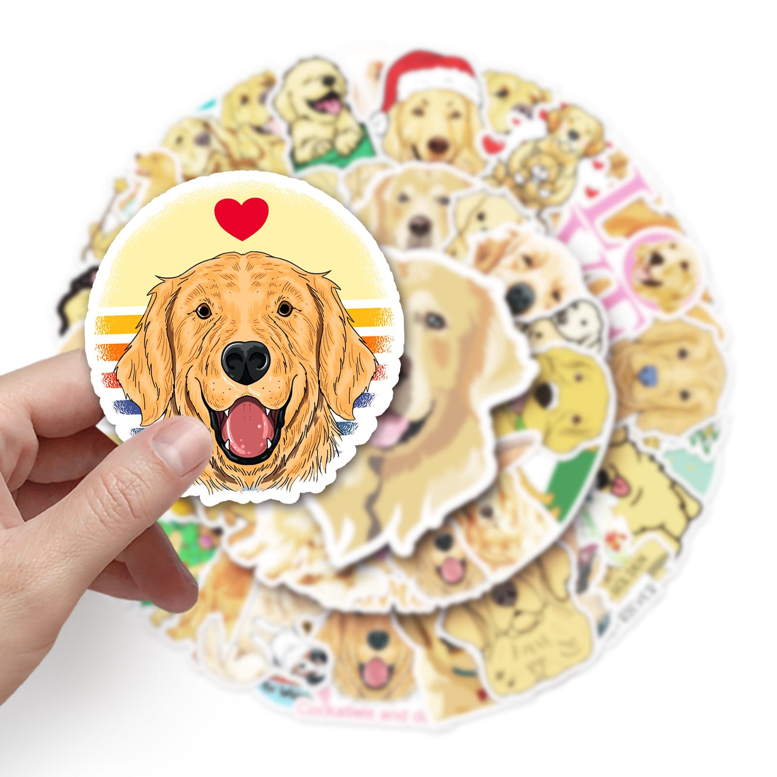 50 Sheets Waterproof Golden Retriever Graffiti Personalized Cartoon Animal DIY Stickers view 5