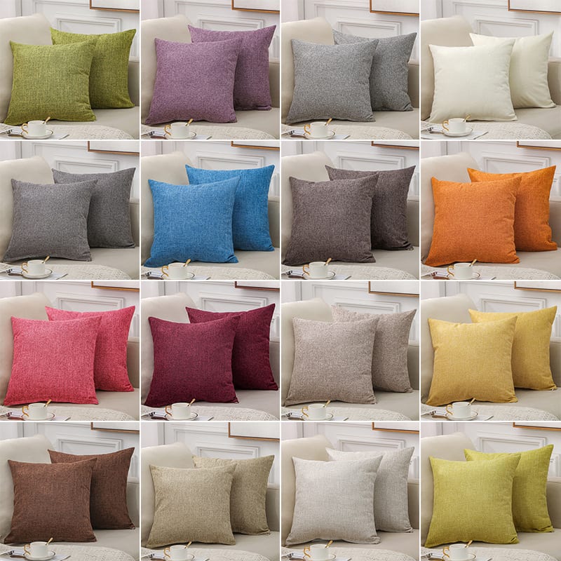 Solid Color Linen Sofa Cotton And Linen Pillow view 11