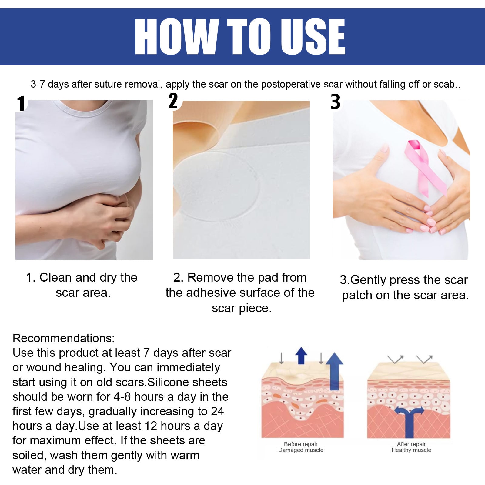 Repair Skin Lightweight Smooth Breathable Chest Nursing Adhesive Bandage view 2