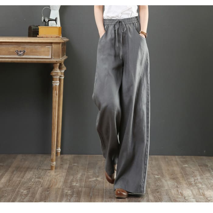 Linen Fabric Women's Wide-leg Pants Casual Yoga view 4