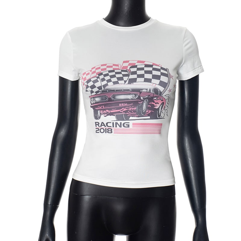 European And American Leisure Round Neck Cycling Printed Tight T-shirt view 5