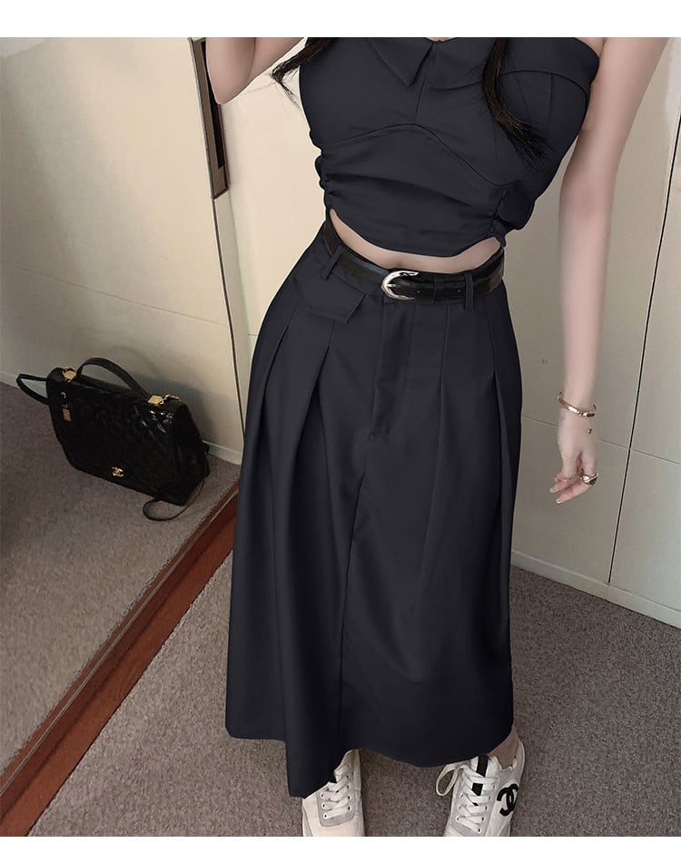 Women's Design Sense Slimming High Waist With Belt Long Skirt Tube Top Two-piece Set view 6