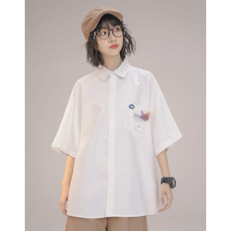 Women's Summer Letter Printed Short Sleeved Shirt view 13