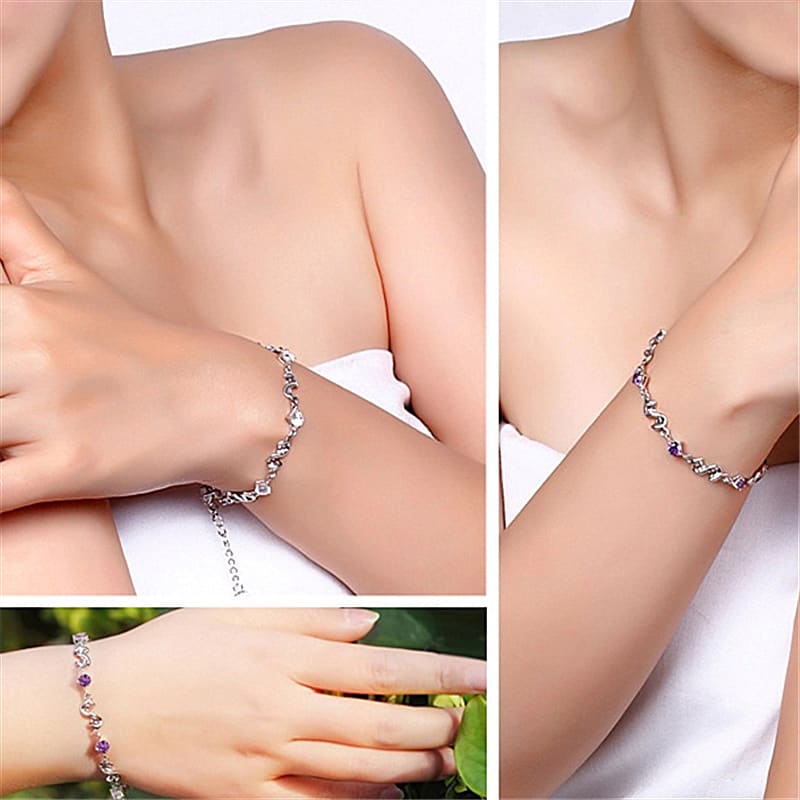 Red Bean Amethyst White Gold Plated 8-shaped Bracelet view 5