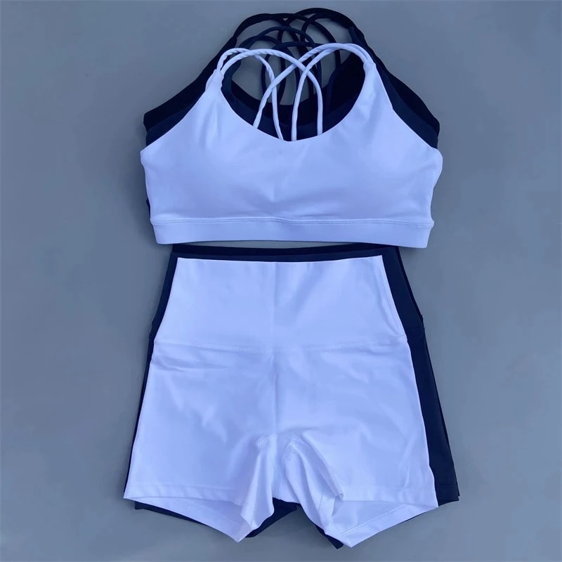 Solid Color Women's Tight Yoga Cycling Shorts Underwear Suit view 15