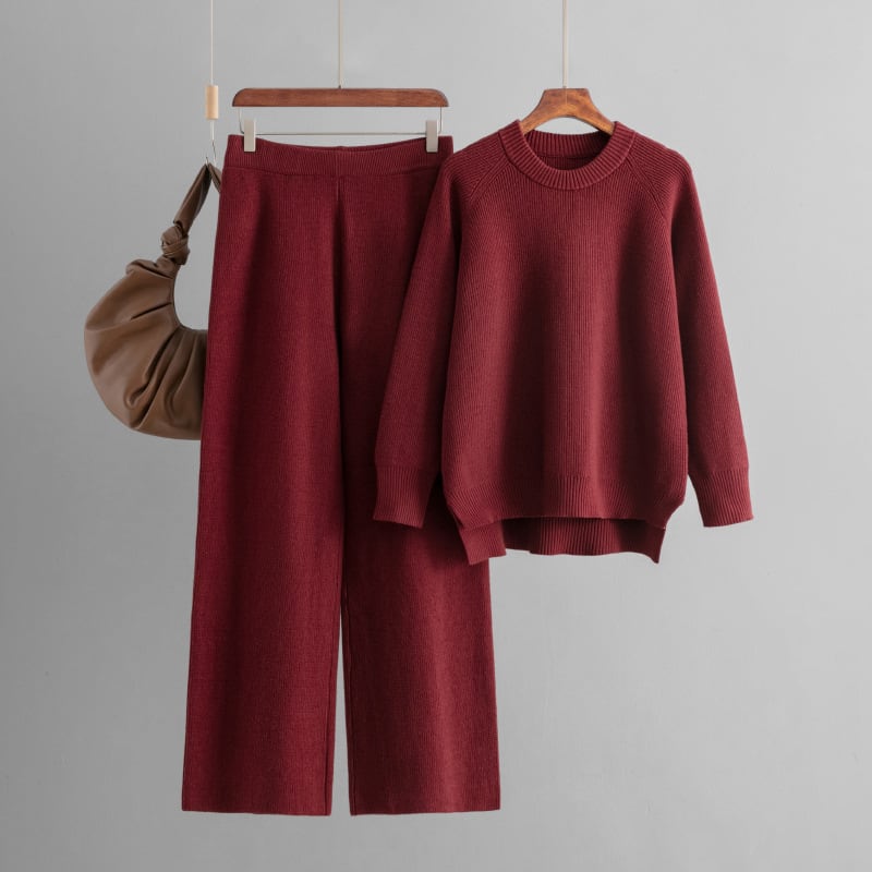 Loose Knitted Long Sleeves Two-piece Set For Women view 9