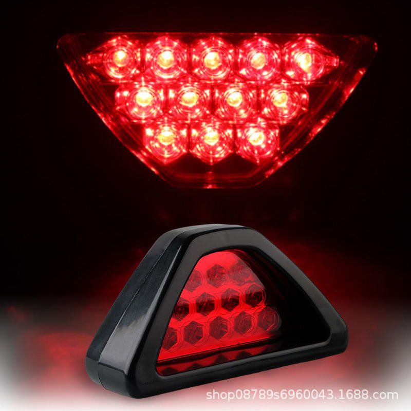 Car Motorcycle Universal LED Rear Fog Light Triangle Brake Warning Light Heelpiece Pilot Light view 12