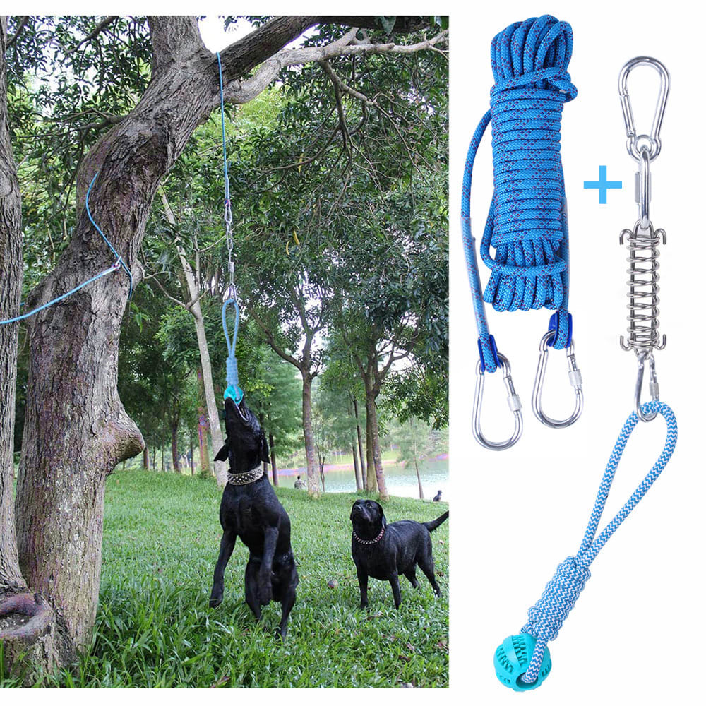 Outdoor Funny Dog Toy Stainless Steel Spring Suspension Cotton String Households Outdoor Toy Training view 28