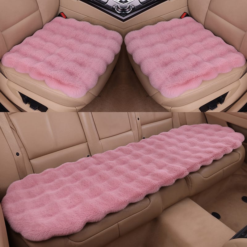 Car Cushion Winter Bubble Velvet Rabbit Plush Three-piece Set Without Backrest view 9