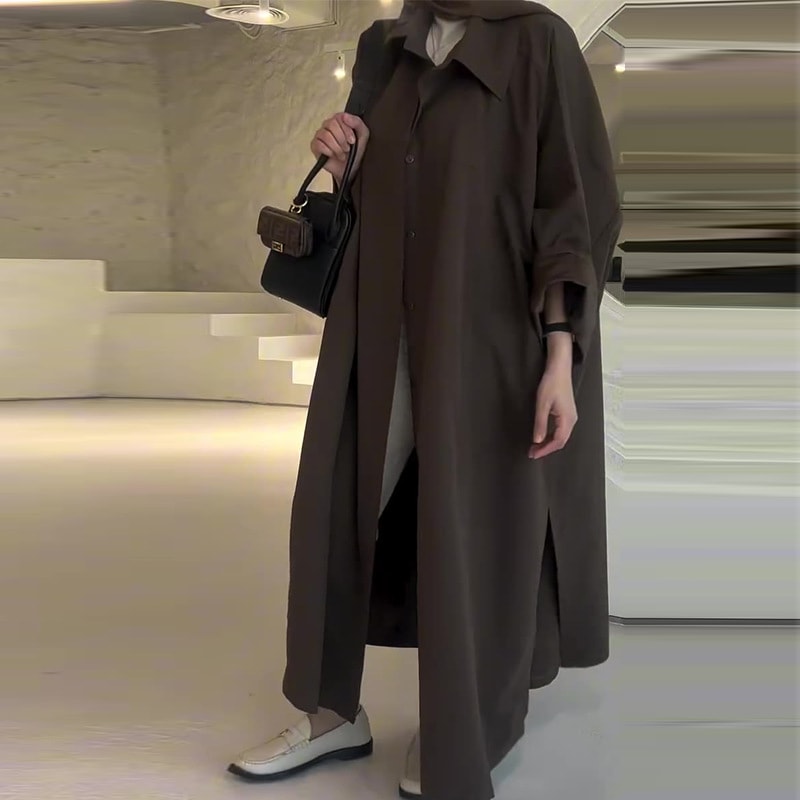 Solid Color Simple Style Loose Versatile Trench Coat Coat view 6