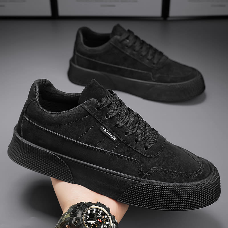 Casual Board Flat Shoes Men Breathable Thick-soled Lace-up Sneakers For Walking Running view 2