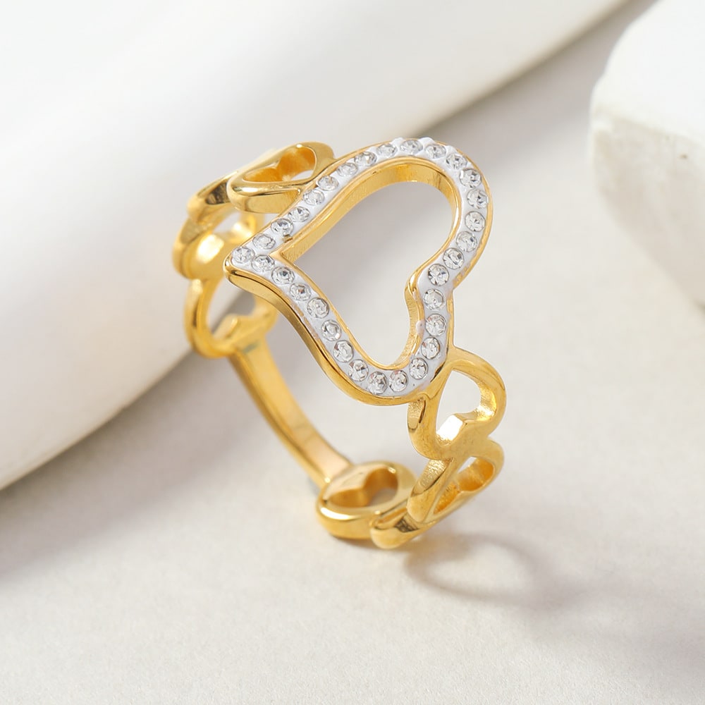 Stainless Steel Cut Hollow Love Heart-shaped Ring Simple view 5