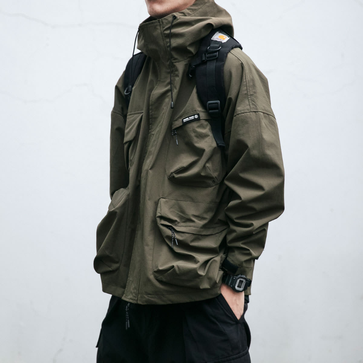 Hooded Jacket Men's Loose Three-dimensional Pocket Functional Windproof Jacket Casual Clothing view 4