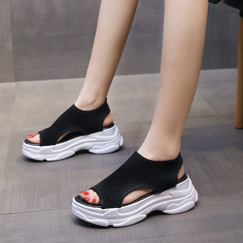 Thick-soled Leg-shaping Knitted Latest Trendy Style Sports Platform Not Tired Feet Comfortable Sandals view 5
