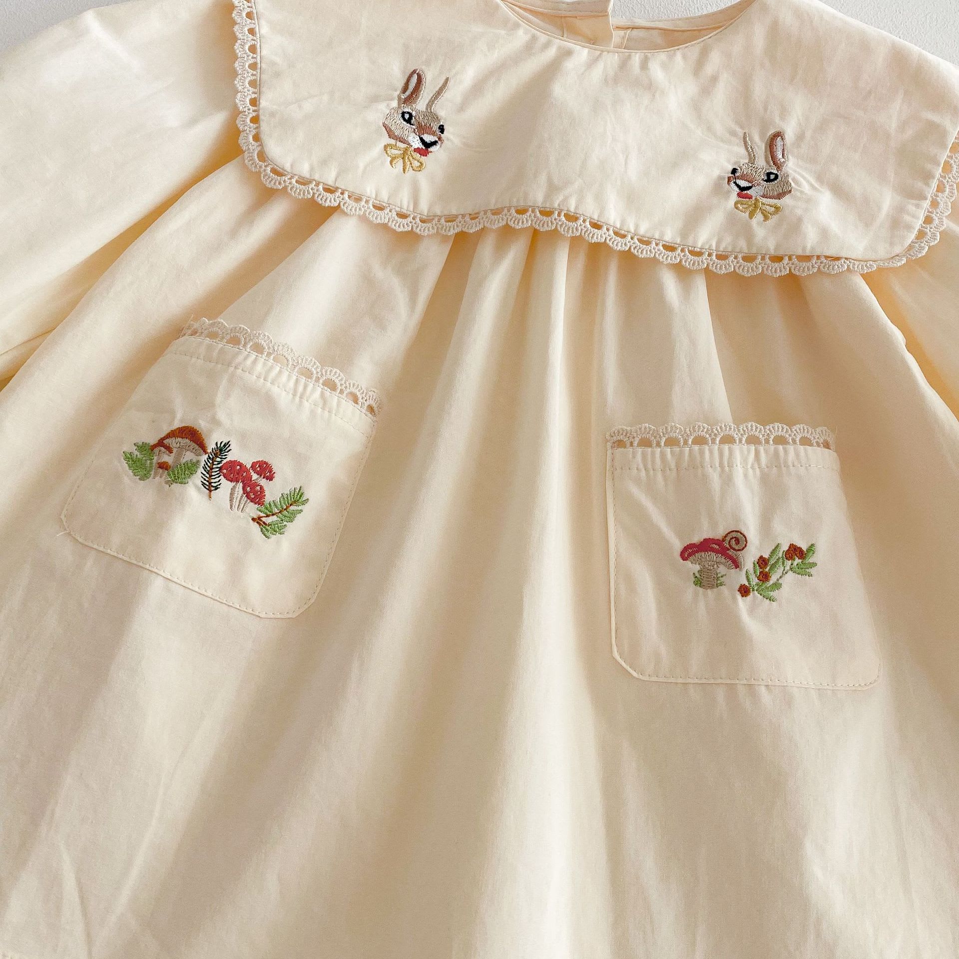 Cartoon Rabbit Embroidery Korean Girls Dress view 4