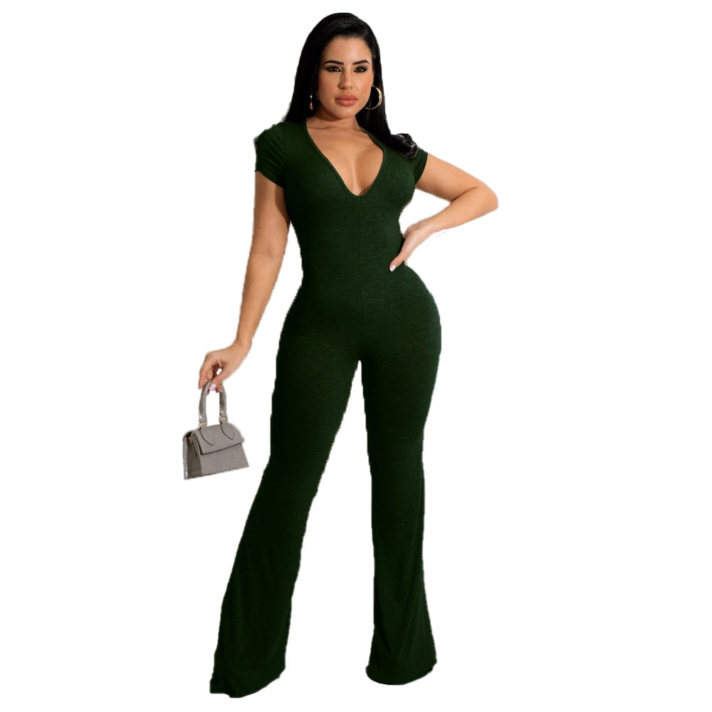 Bell-bottom Pants Short Sleeve Women's Jumpsuit view 6