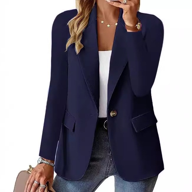 Fashion Casual Women Blazer Long-sleeved Solid Color Casual Cardigan Small Suit Jacket For Women Elegant Office Lady Outerwear view 12
