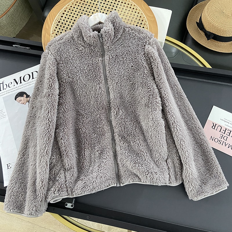Women's Long Fleece Fleece Cardigan Zipper Coat