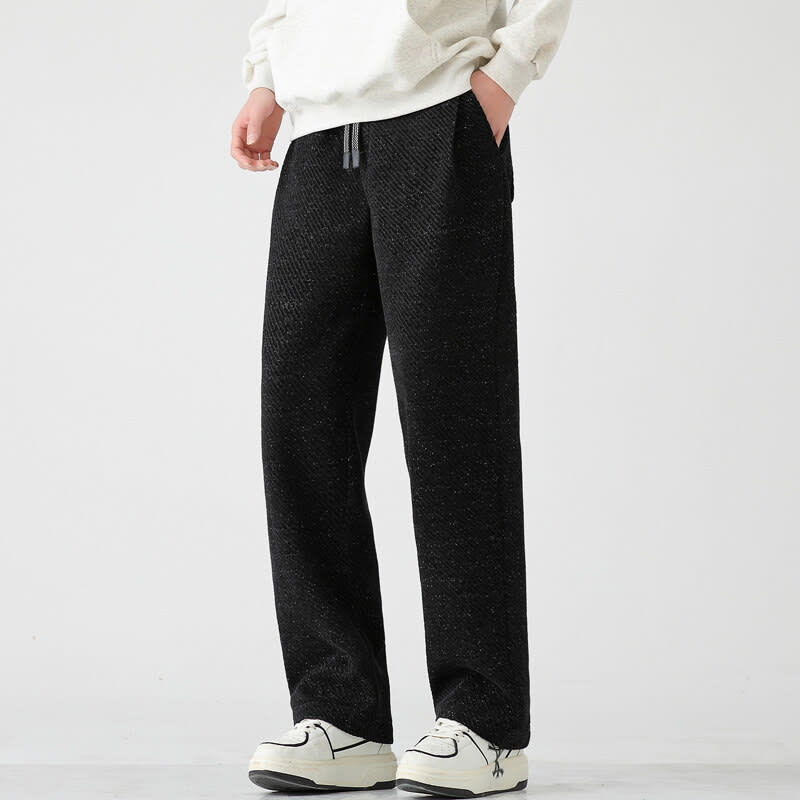 Chenille Slanted Stripe Casual Pants Men's Loose Wide-leg Pants Silver Silk Sweatpants view 2