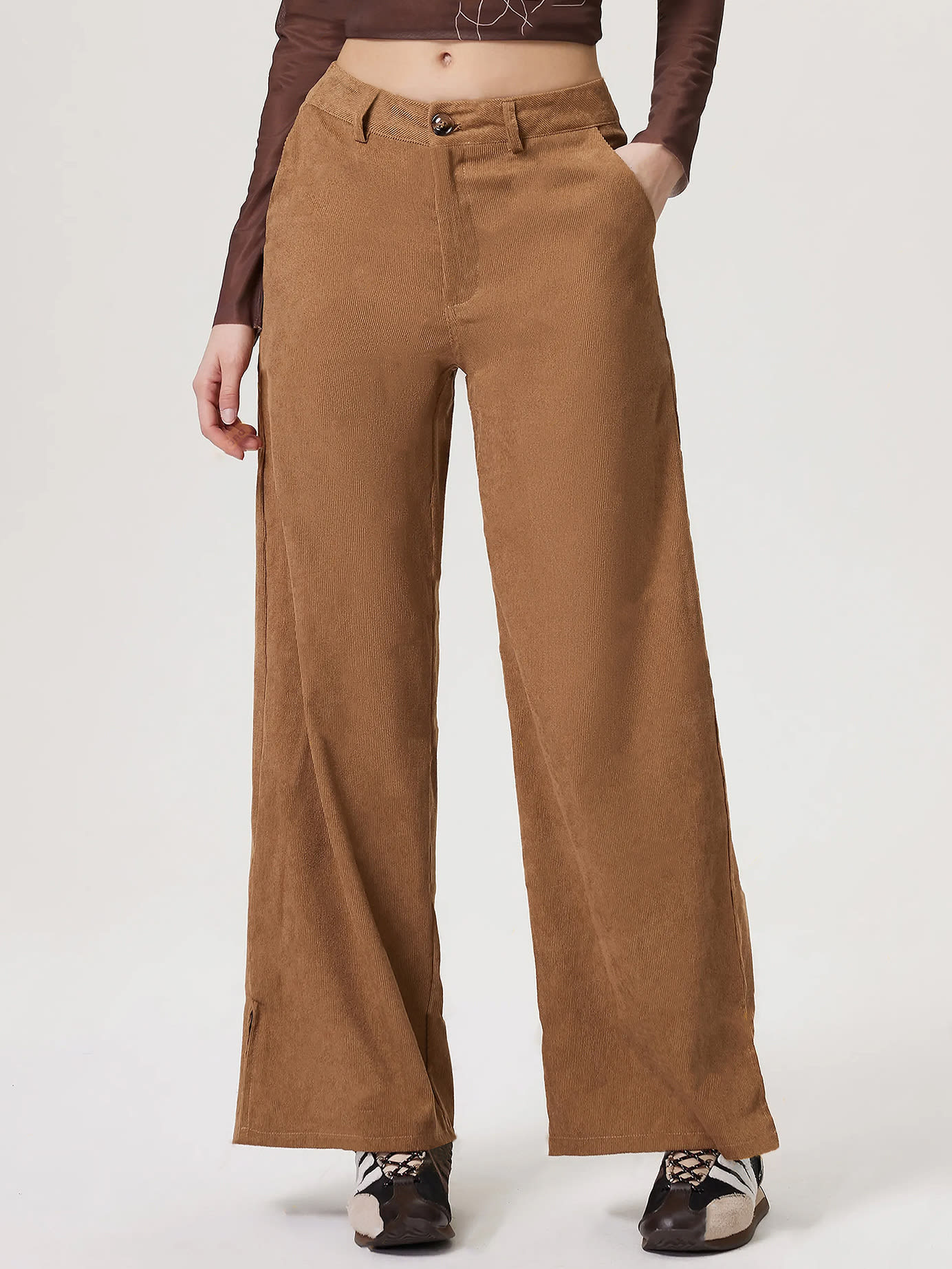 Women's Retro Straight Wide Leg Corduroy Trousers view 2