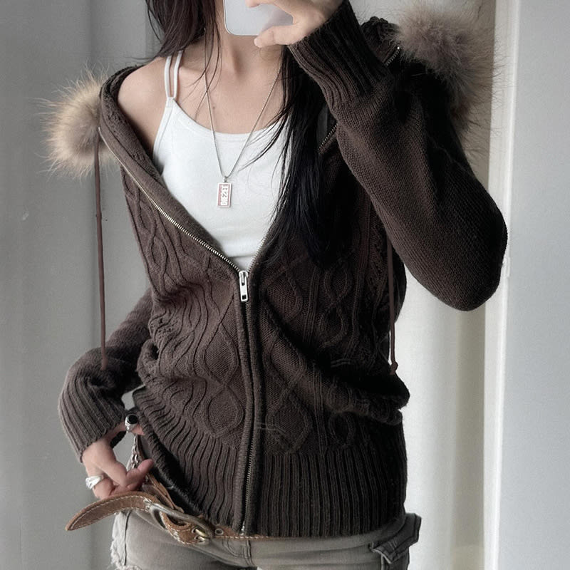 Retro Twist Zipper Cardigan Sweater Slim Fit view 2