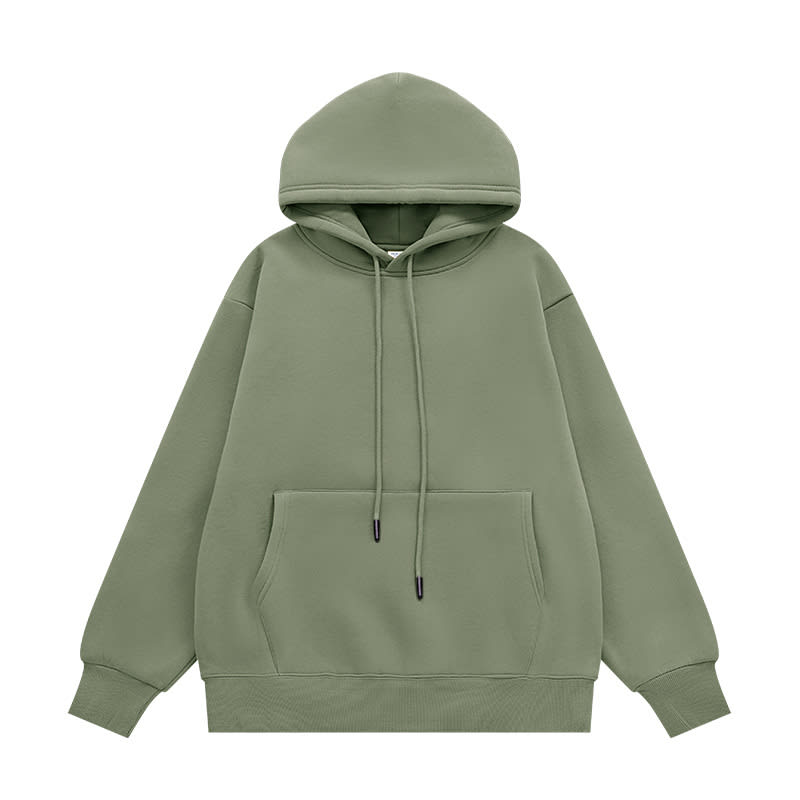 Fleece-lined Thick Hooded Solid Color Hoodie Suit view 2