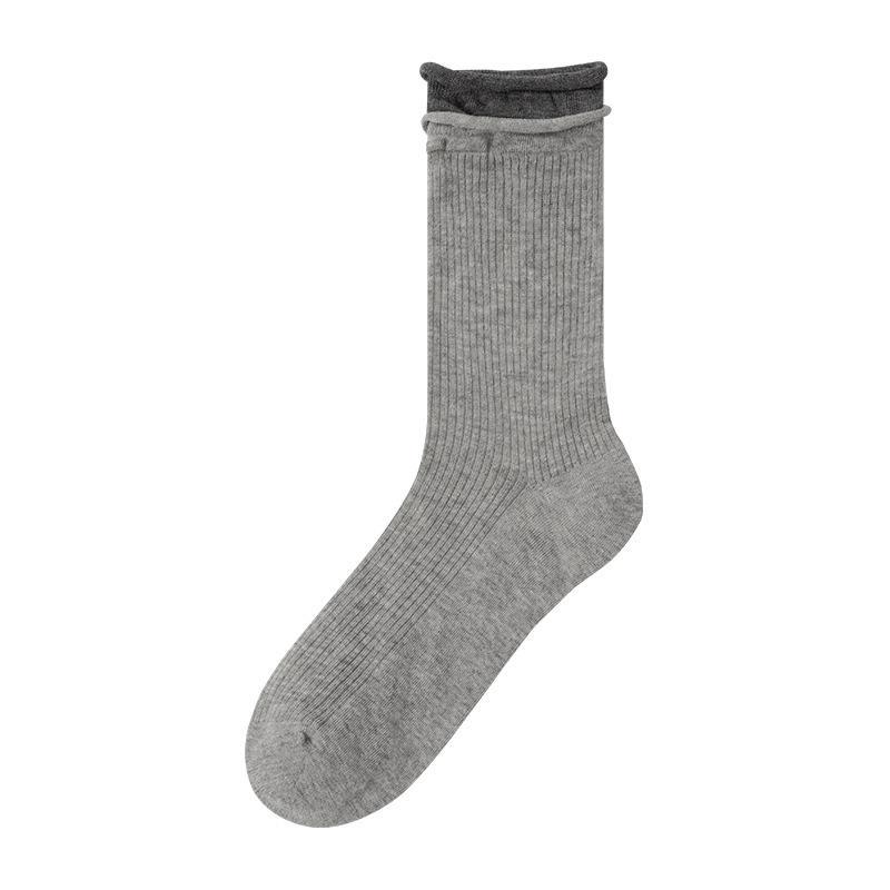 Contrast Color Double Screw Transparent Silk Cool Sunken Stripe Socks view 6