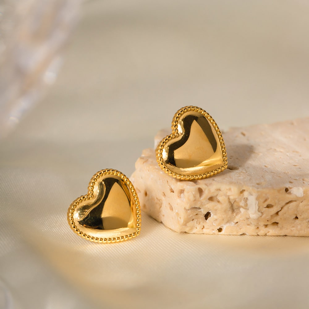 Ruth Heart Gold Earrings view 11