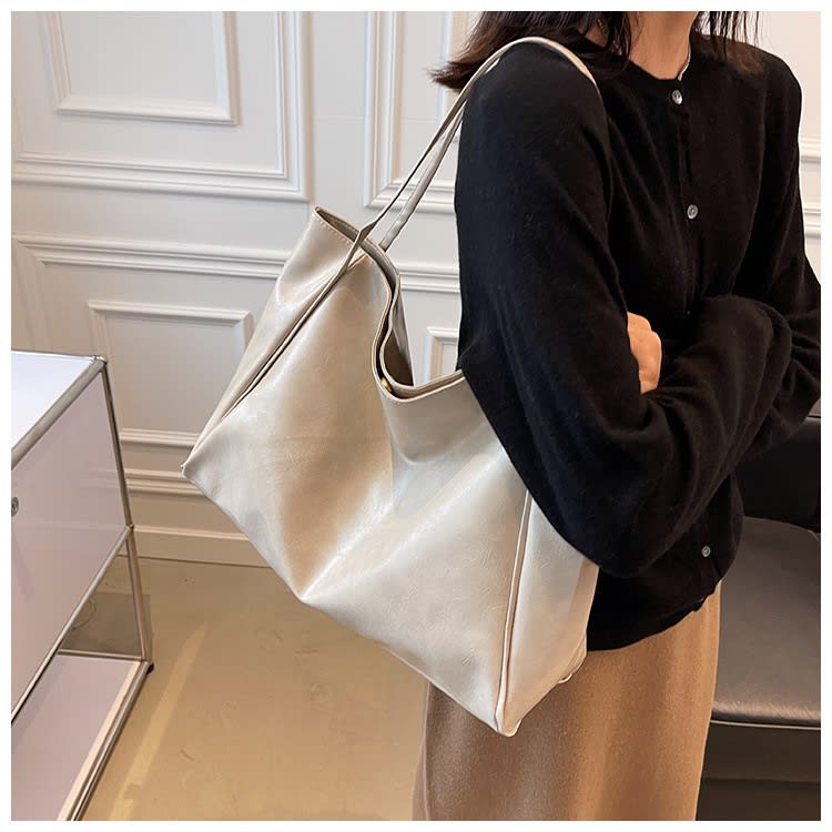 Vintage Women's Tote Bag Athletic Casual Fashion Large Capacity Leather Shoulder Bag Shopper Harajuku Simple Handbag view 3