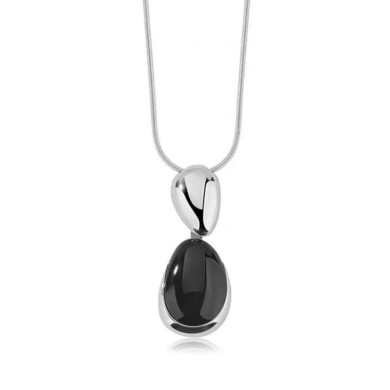 New Chinese Style Accessories Irregular Stitching Black Onyx Necklace Women view 3