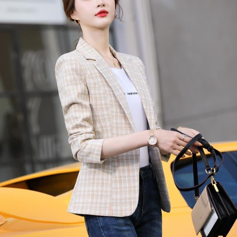 Korean Style British Casual Plaid Short Suit view 4