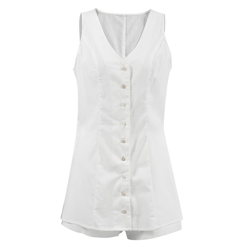 Cotton V-neck Vest Jacket Suit Casual Cardigan Coat view 3