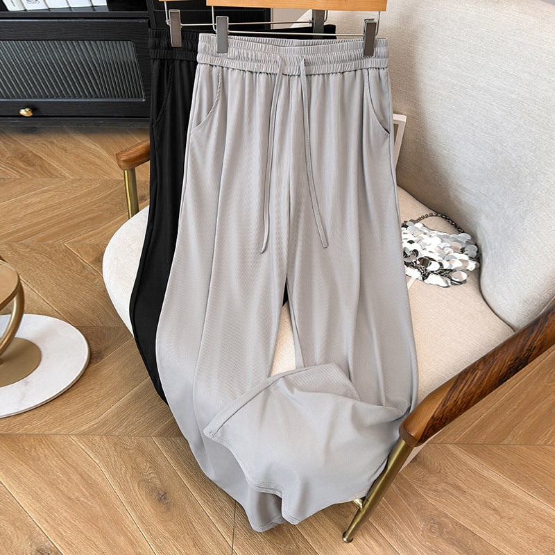 Women's Thin Summer High Waist Skinny Pants Loose Ice Silk Trousers view 3