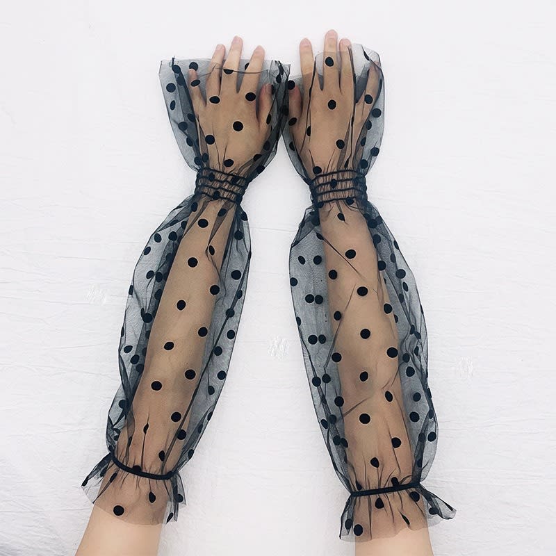 Ladies' Mesh Sun Protection Love Polka Dot Gloves view 5