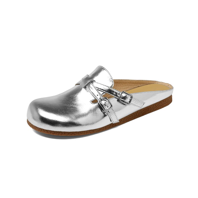 Women's Comfortable Idle Style Loose Large Round Toe Cowhide Flat Full Leather Outdoor Sandals view 14