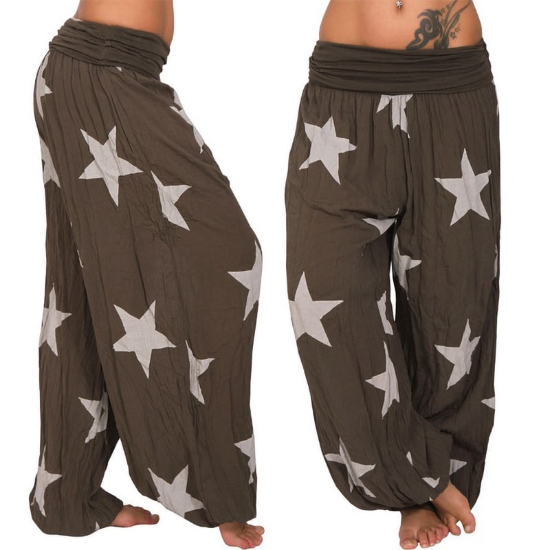 Women's Star Print Solid Color Harem Pants view 11