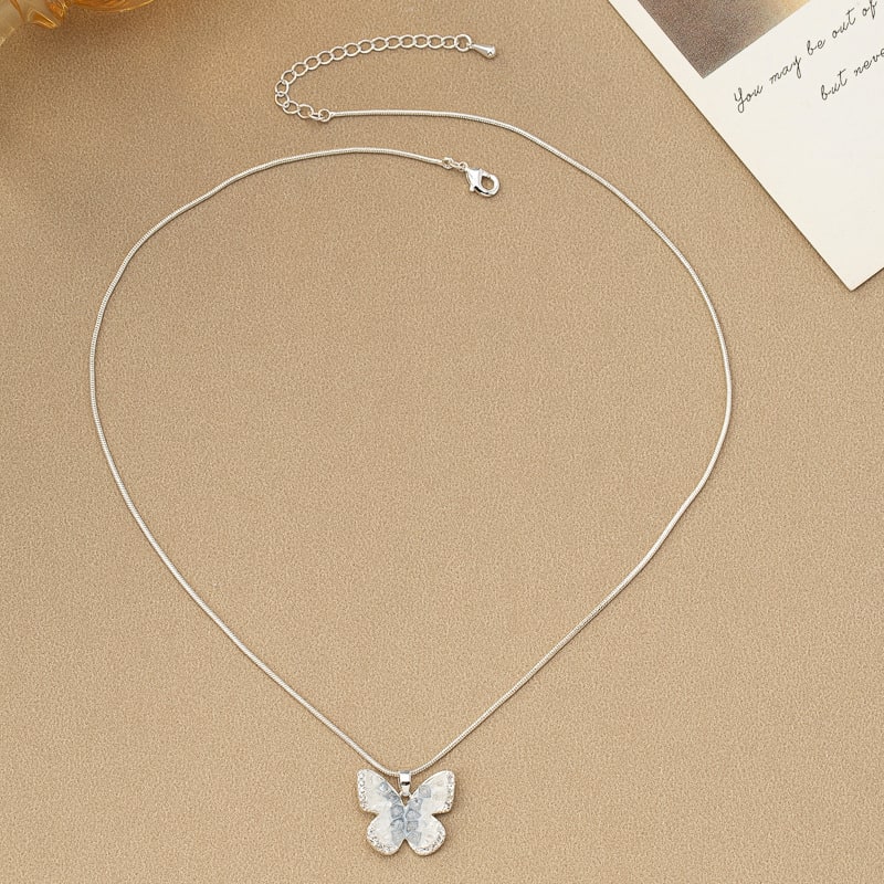 Fashion Jewelry Blue Crystal Butterfly Necklace Female Gradient Crystal view 6