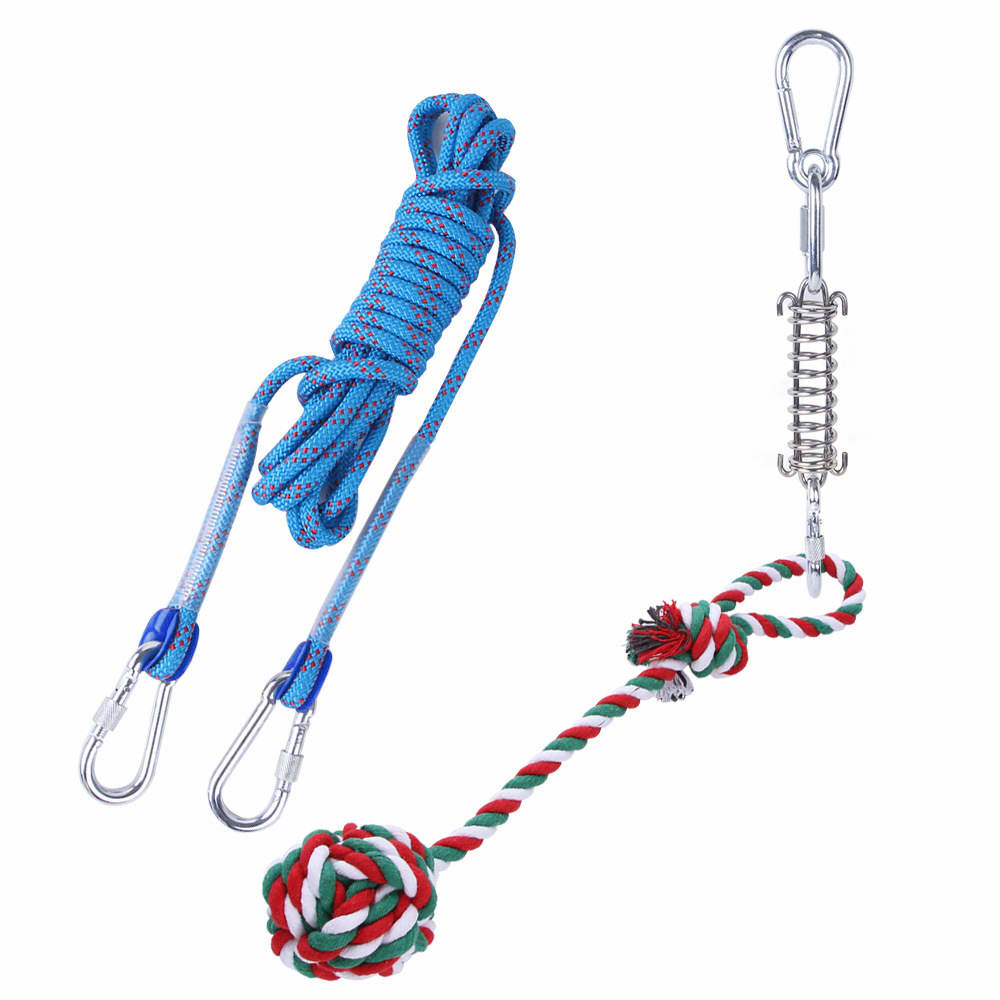 Outdoor Funny Dog Toy Stainless Steel Spring Suspension Cotton String Households Outdoor Toy Training view 5