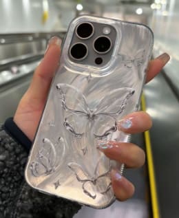 Butterfly Mobile Phone Hard Feeling Anti-silver Fall Feather Yarn view 5