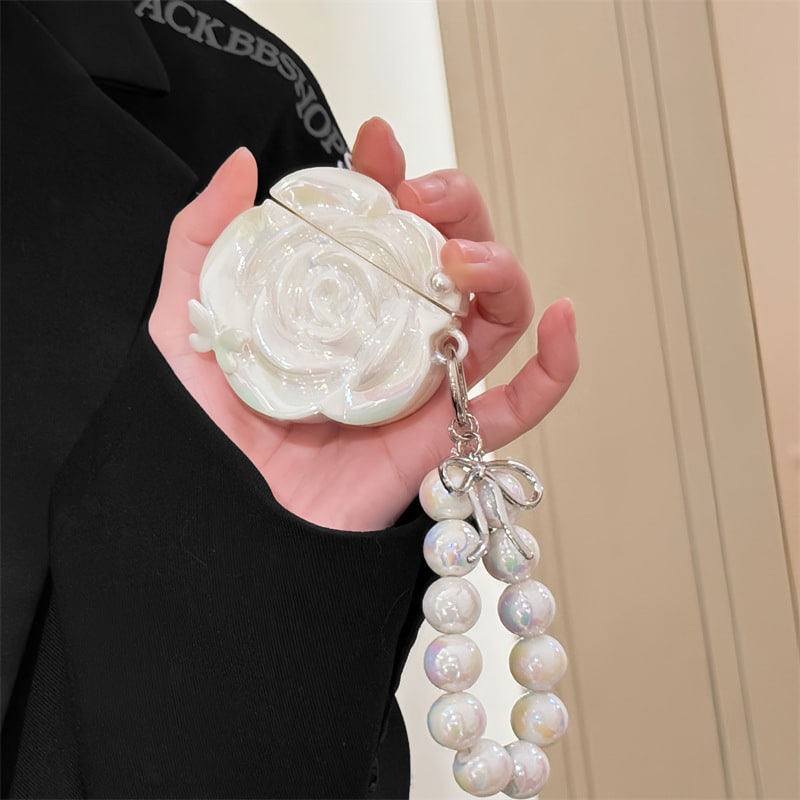 Pearl White Camellia Earphone Case view 7
