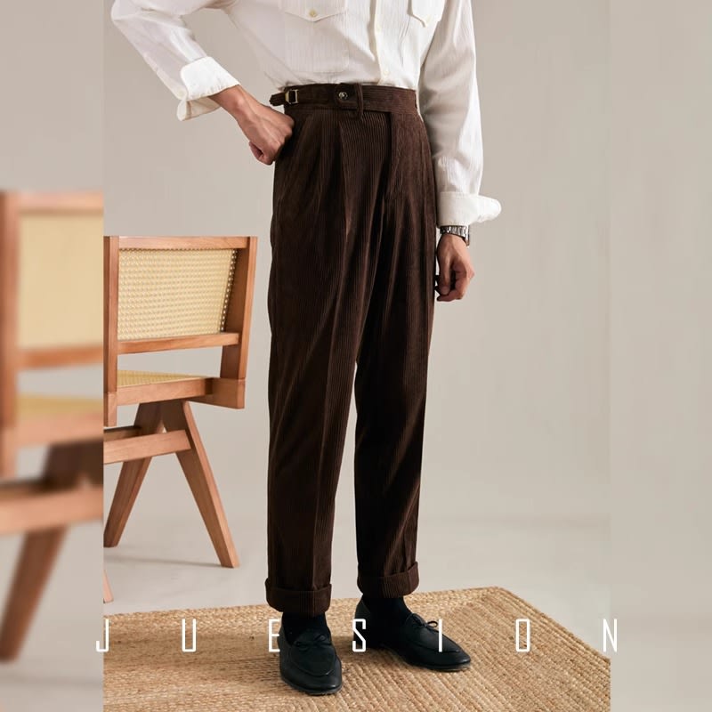 Autumn And Winter Corduroy Suit Pants Man Pair Pleated Design Loose Straight view 2