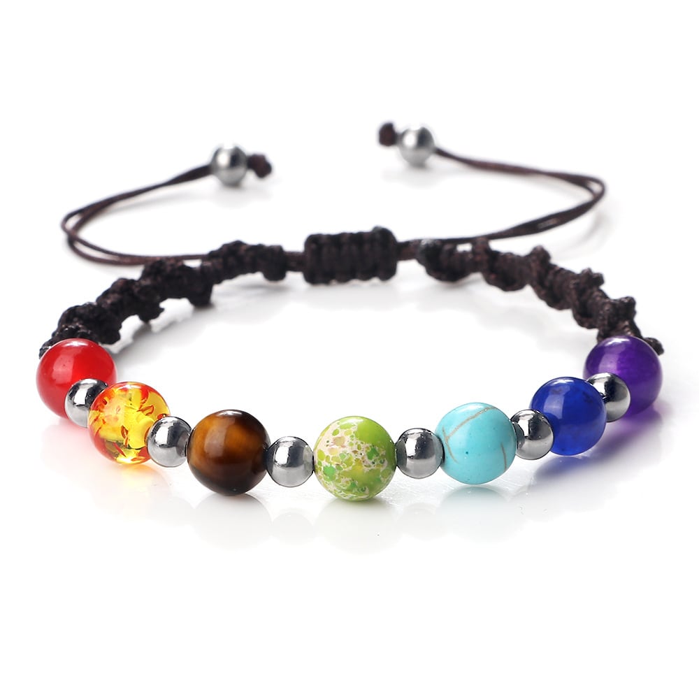 Colorful Stone Beads Bracelet Yoga Woven Hand Strap