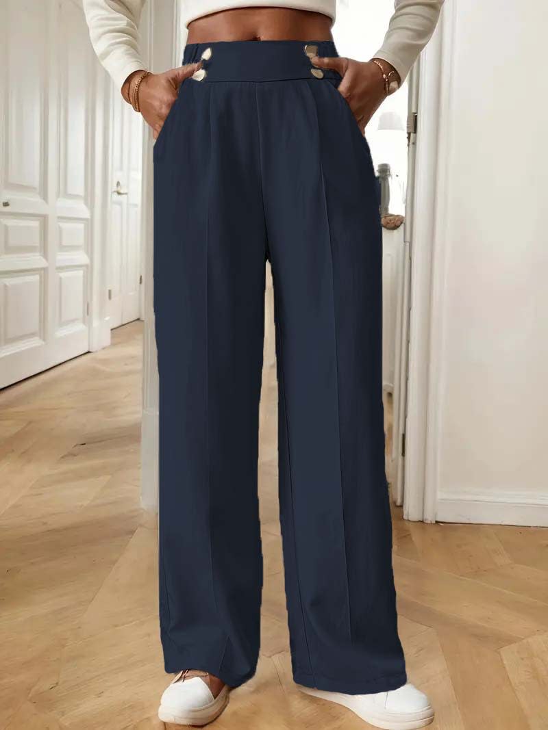Straight-leg Pants Women's Special-interest Design Solid Color view 2