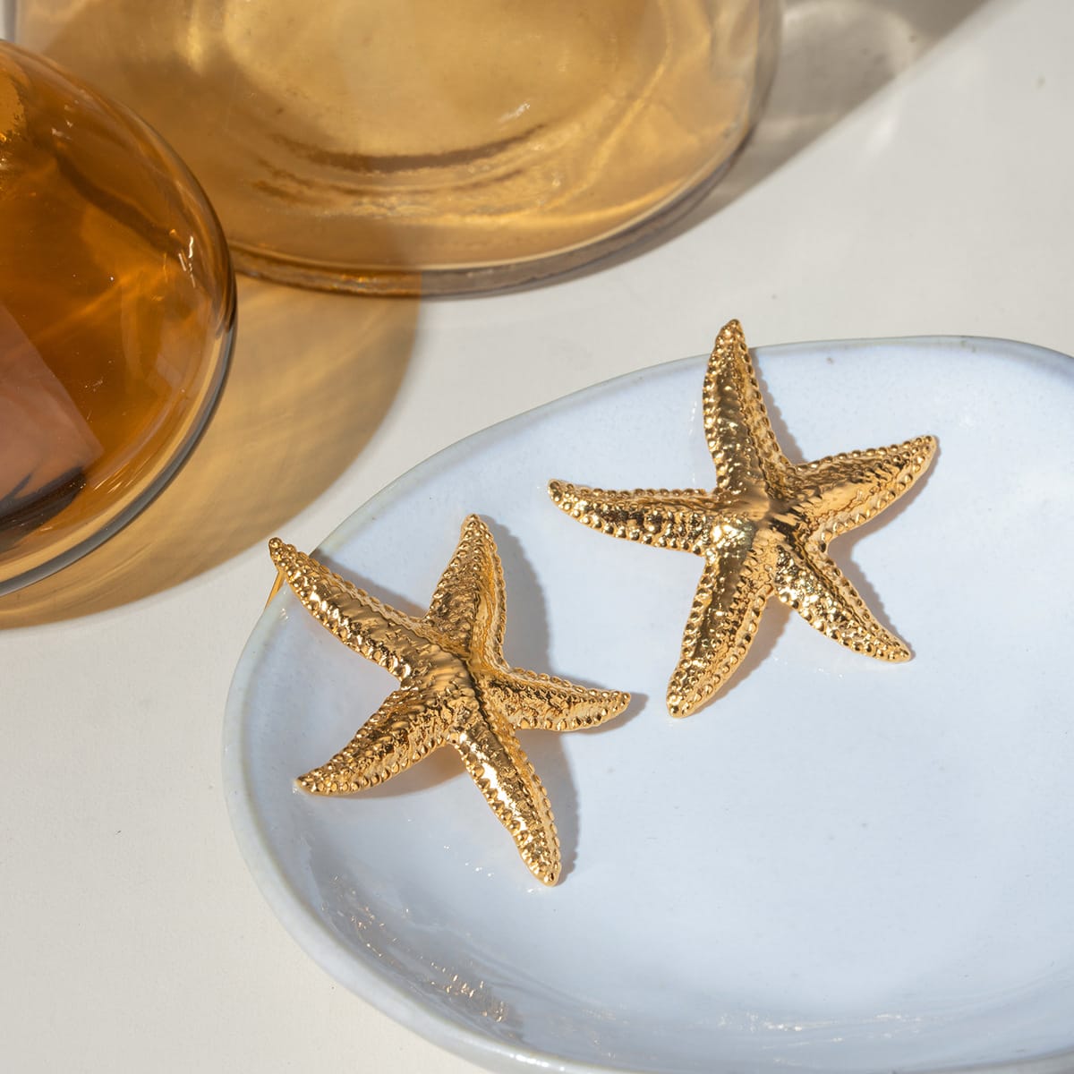 Serene Gold Starfish Earrings view 4