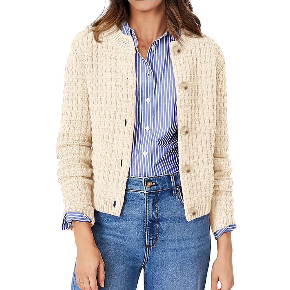 Women's Solid Color Commute Knitted Cardigan Casual Sweater Coat view 5