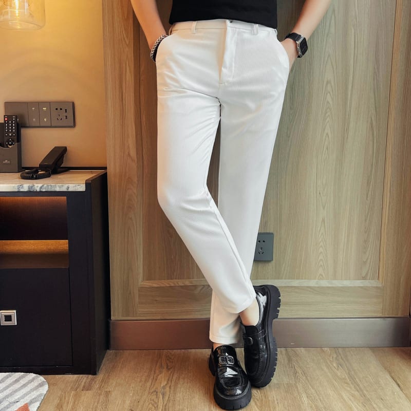 Men's Casual Straight-leg Dark Pattern Ice Silk Cropped Pants view 4