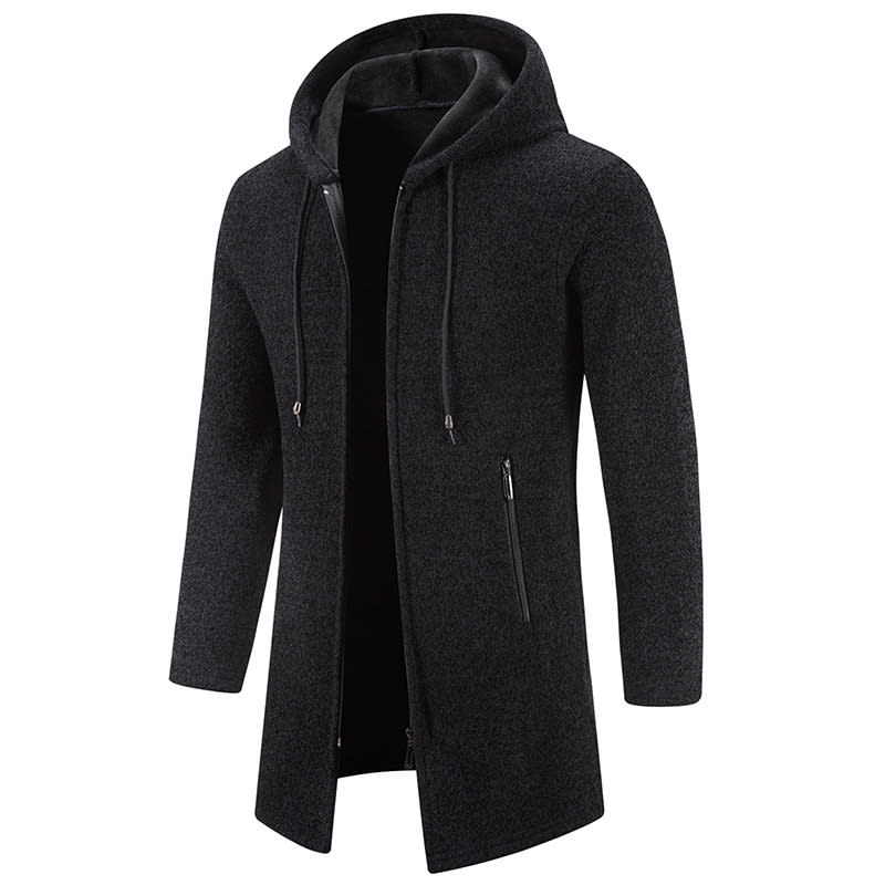 Men's Solid Color Casual Hooded Sweater Zipper Cardigan view 3