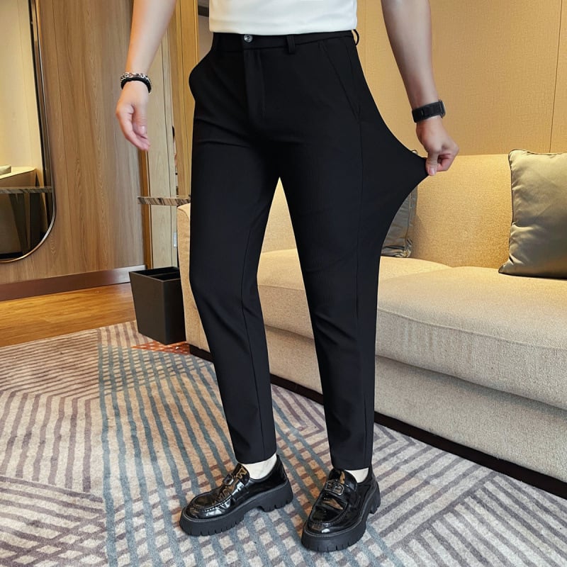 Men's Casual Straight-leg Dark Pattern Ice Silk Cropped Pants view 3