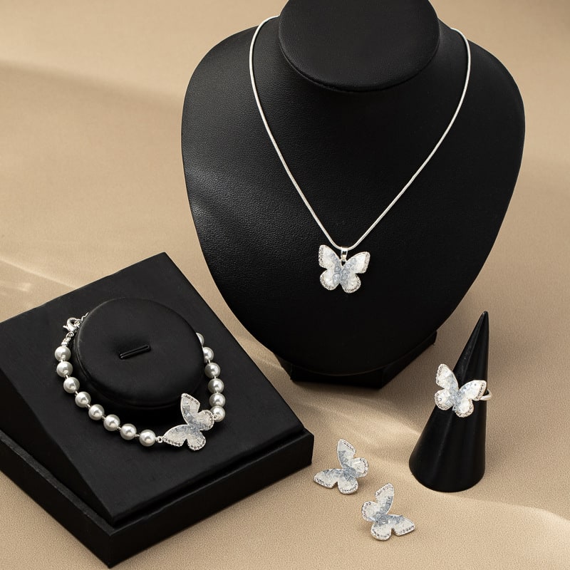Fashion Jewelry Blue Crystal Butterfly Necklace Female Gradient Crystal view 7