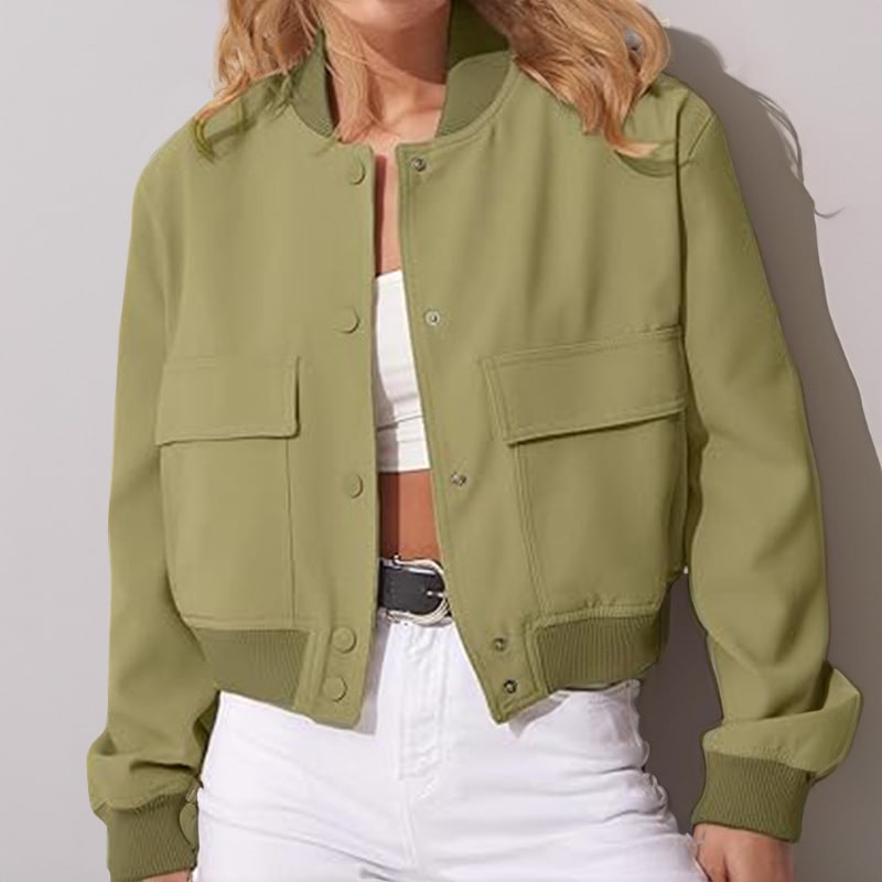 Stand Collar Large Pocket Women's Jacket Coat view 2